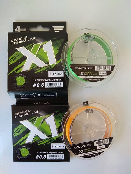 Шнур Favorite X1 PE 4x 150m (Зеленый) #3.0/0.296mm 41lb/19.0kg 1693.11.35 фото