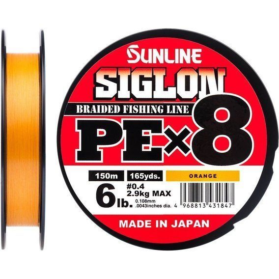 Шнур Sunline Siglon PE х4 150m (оранж.) #0.8/0.153mm 12lb/6.0kg 1658.09.31 фото